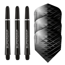 Harrows Twin Pack shafty Supergrip + piórka Paragon (black/silver)